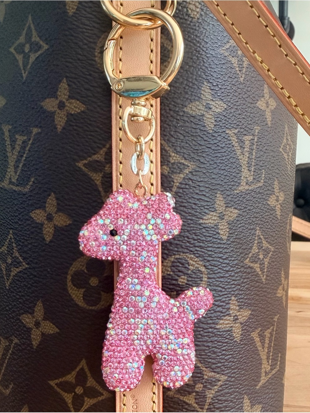 Pink Sparkle Giraffe Bag Charm Keychain